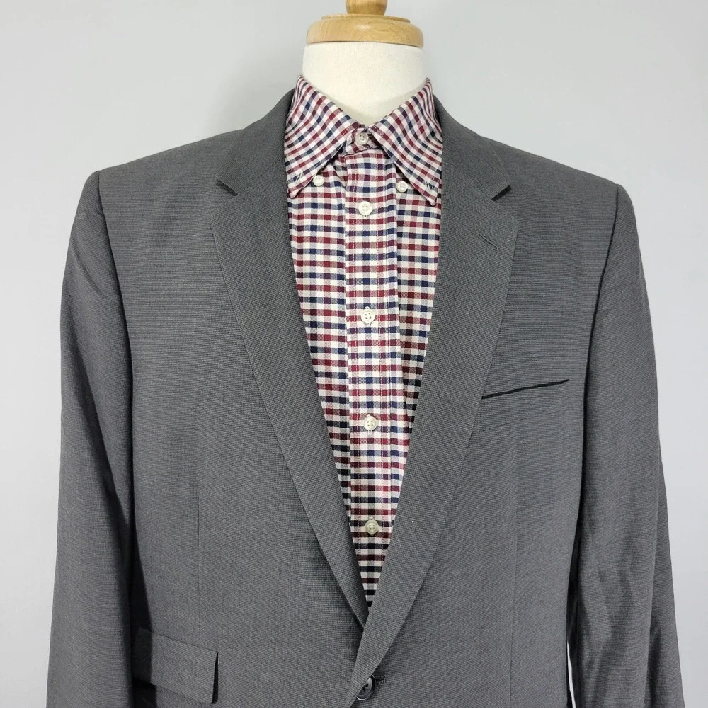 Haggar Men's Sport Coat Blazer Two‎ Button Charcoal Gray Polyester Blend 46R